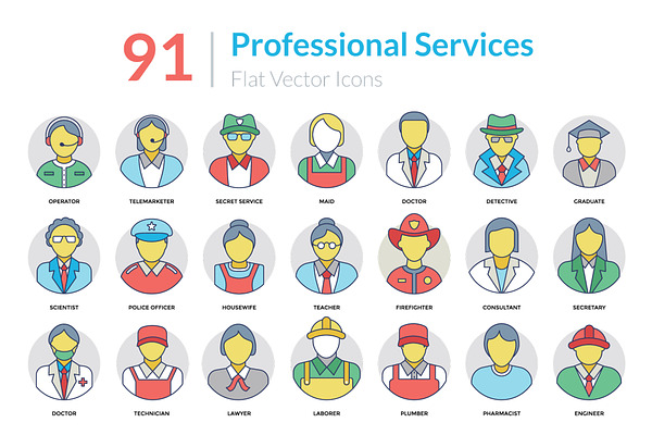 91 Professional Services Icons 