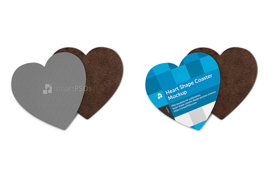 Heart Shape Coasters Design Mockup