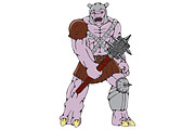 Orc Warrior Holding Club Front Carto