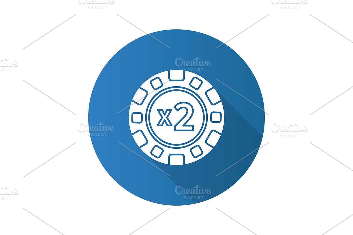 Double down casino chip flat design long shadow glyph icon in Graphics - product preview 8