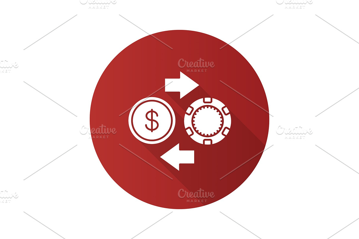 Real money casino flat design long shadow glyph icon in Graphics - product preview 8