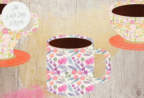 Watercolor Coffee Cup Clipart Set in Illustrations - product preview 4