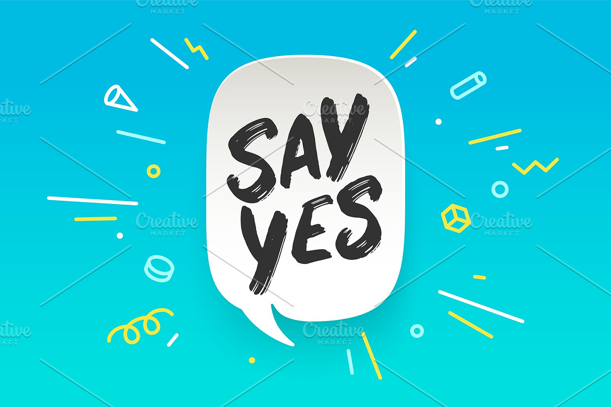 Say Yes. Banner, speech bubble in Illustrations - product preview 8