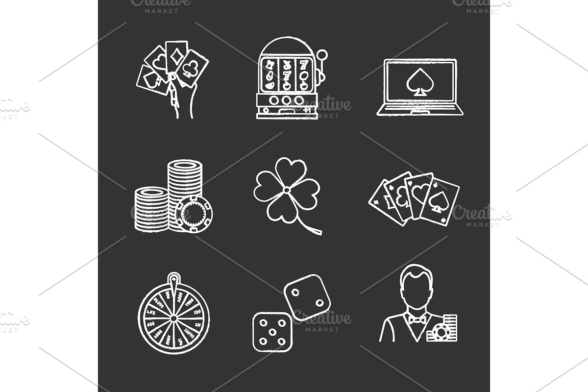 Casino chalk icons set in Graphics - product preview 8