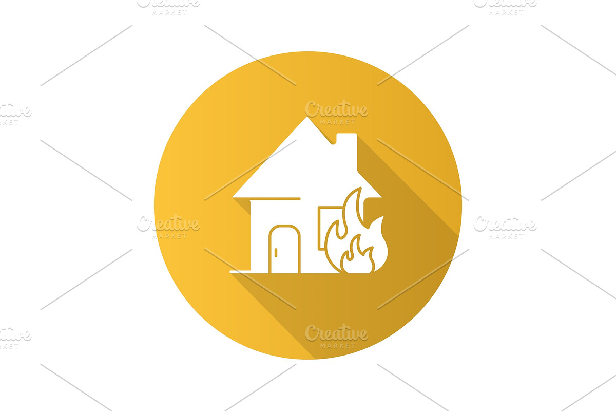 Burning house flat design long shadow glyph icon in Graphics - product preview 8