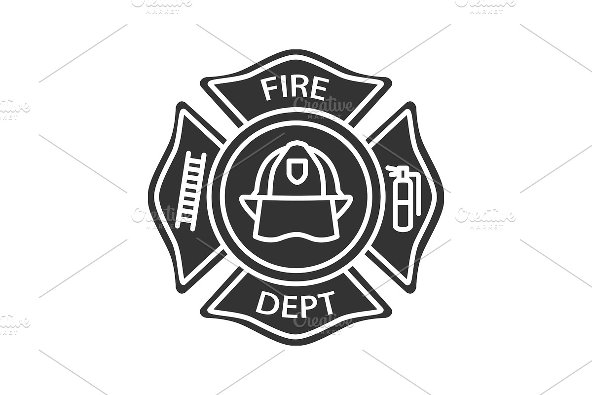 Fire department badge glyph icon in Icons - product preview 8