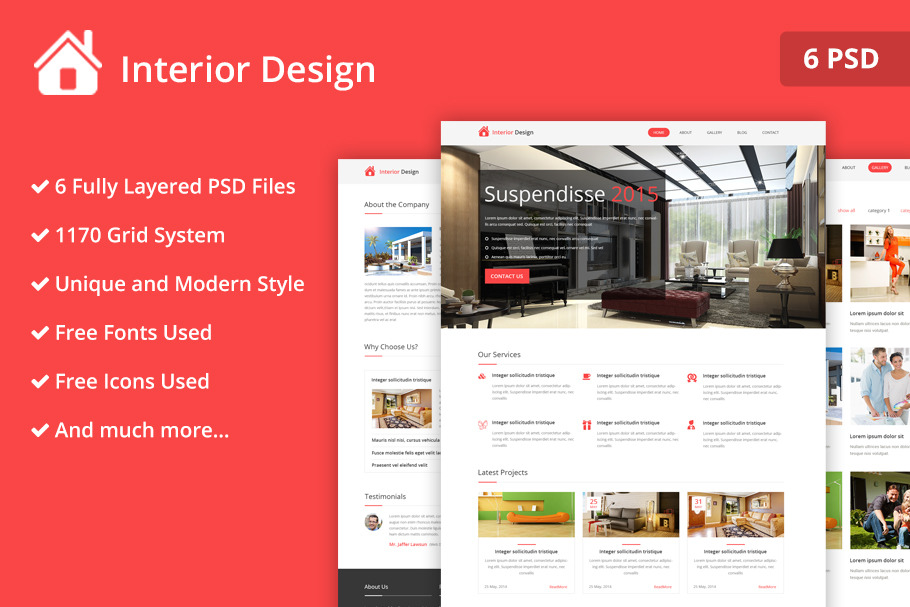 Interior Design PSD Website Template in Website Templates - product preview 8