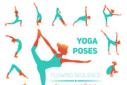 Yoga poses icons set