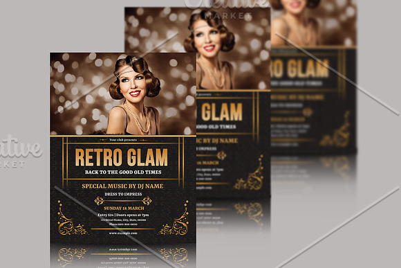 Retro Glam Party Flyer V773 in Flyer Templates - product preview 2