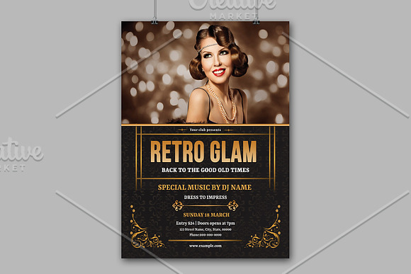 Retro Glam Party Flyer V773 in Flyer Templates - product preview 3