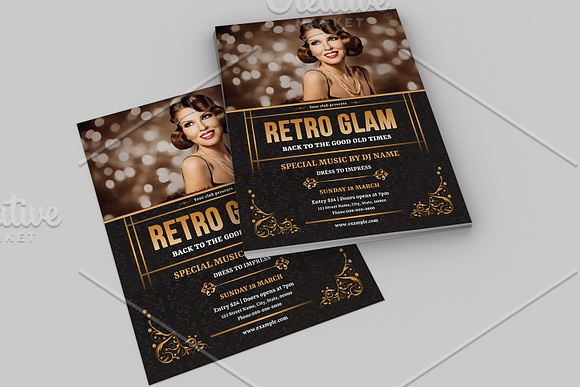 Retro Glam Party Flyer V773 in Flyer Templates - product preview 4