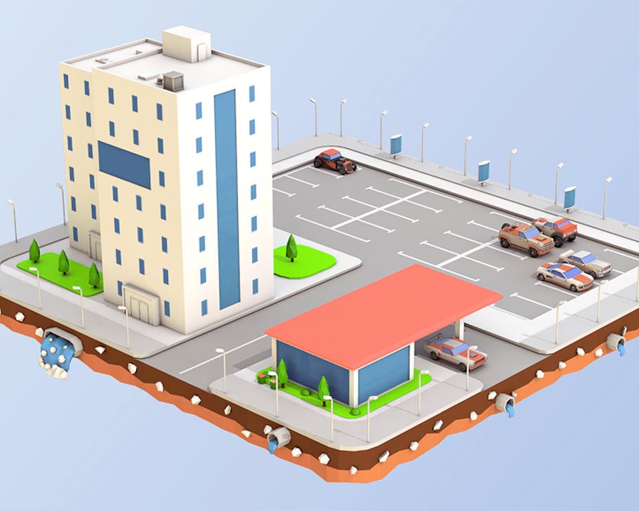 Low Poly Car Service Building in Architecture - product preview 1