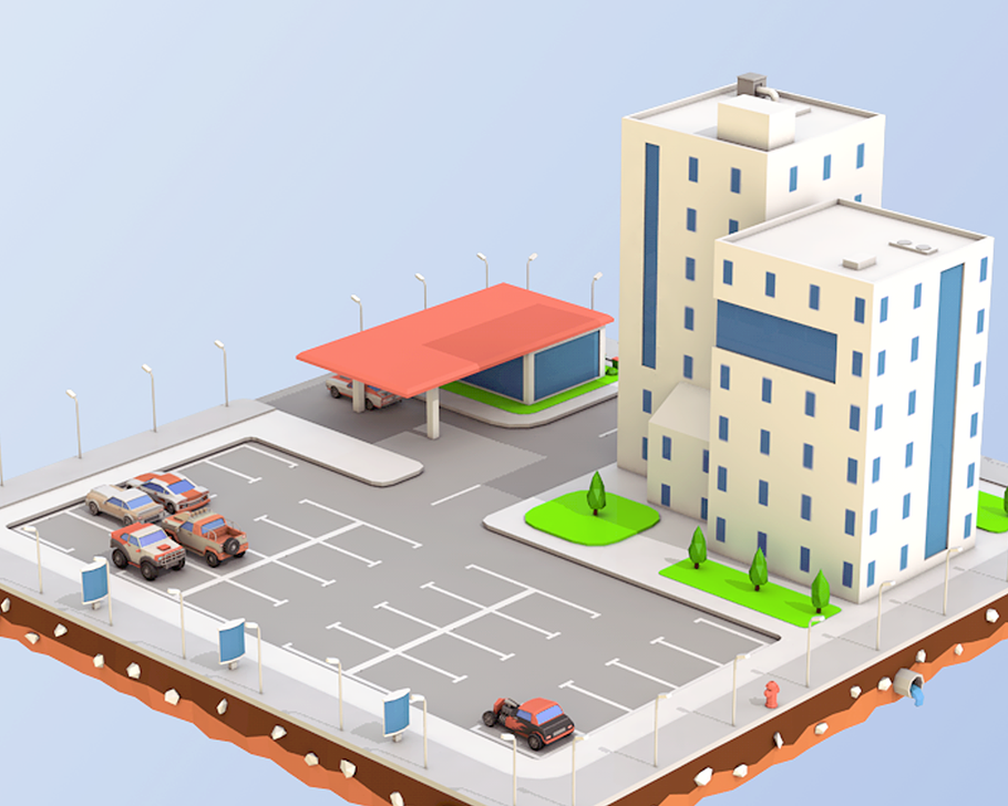 Low Poly Car Service Building in Architecture - product preview 3