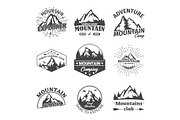 Rocky winter mountains landscape as signs or icons