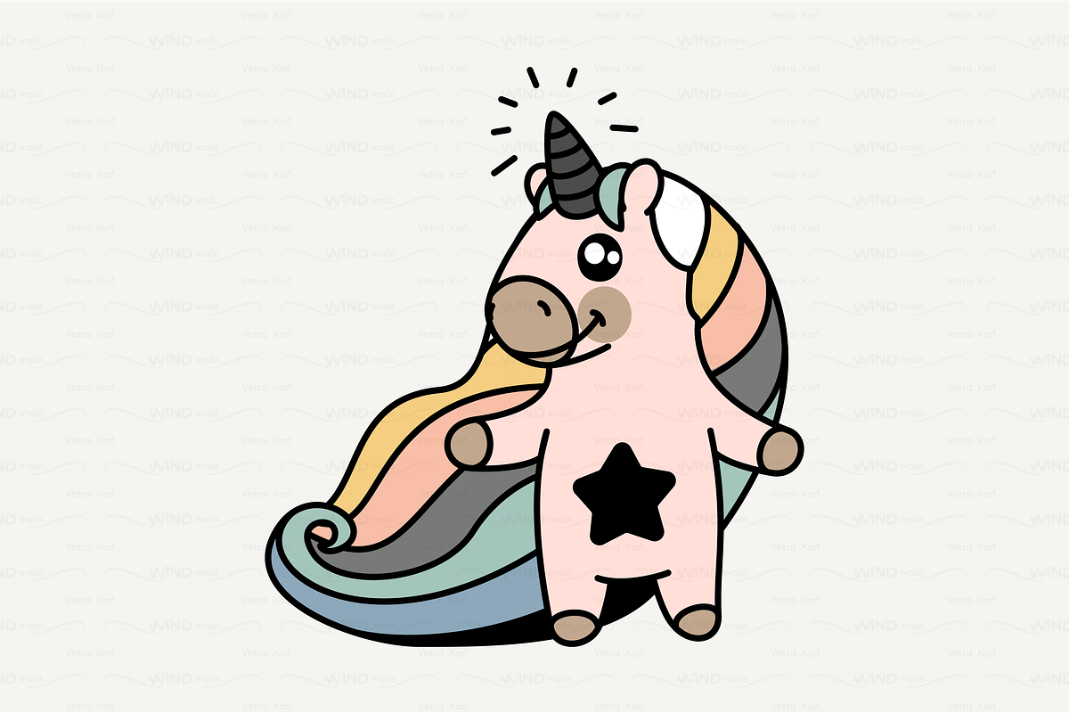vector Cute scandi unicorn in Illustrations - product preview 8