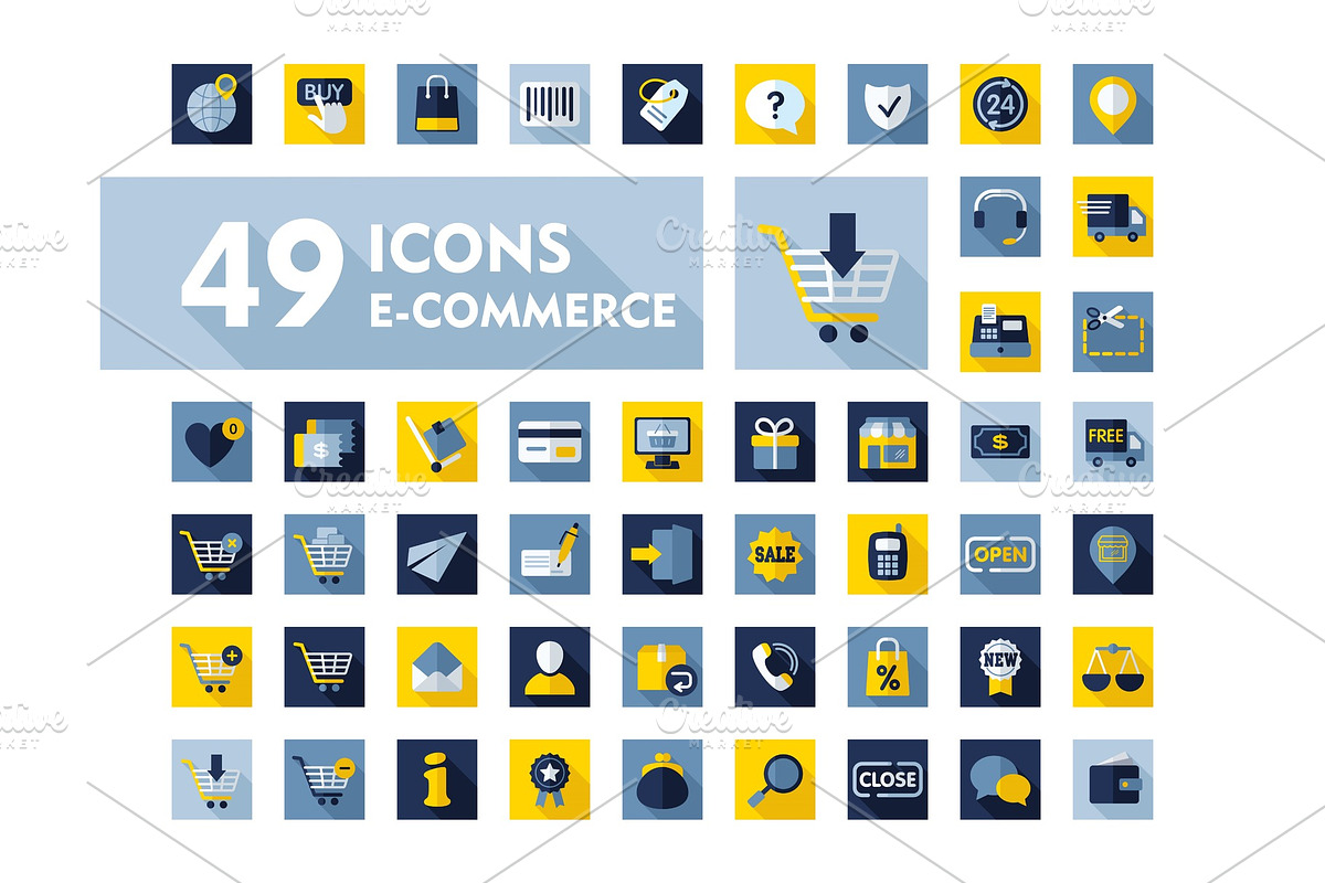 E-commerce set vector icons shopping and online in Illustrations - product preview 8