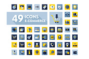 E-commerce set vector icons shopping and online