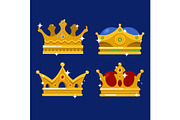Golden crown of emperor icon or monarch tiara