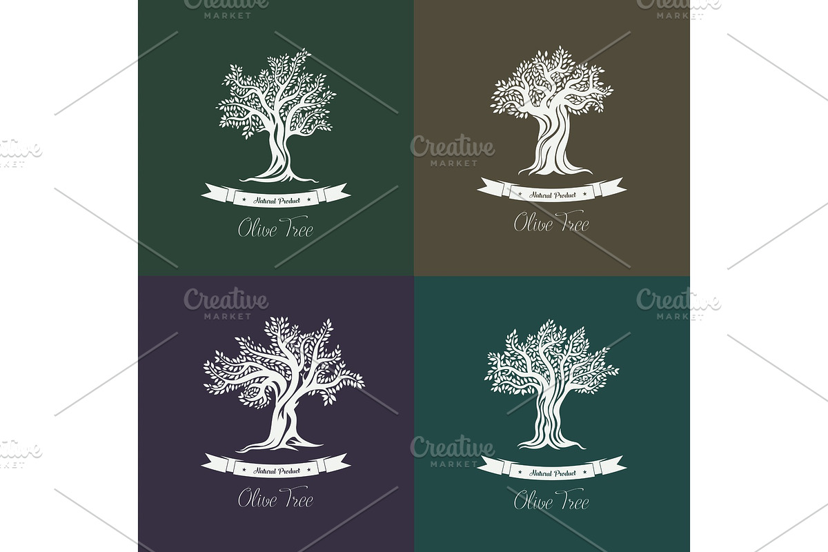 Greek mediterranean olive oil trees set of icons in Illustrations - product preview 8