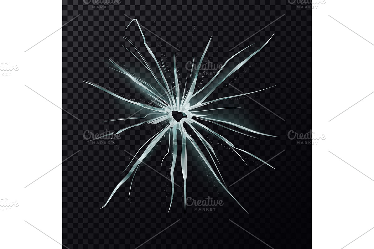 Cracks on splitted window or shattered mirror in Illustrations - product preview 8
