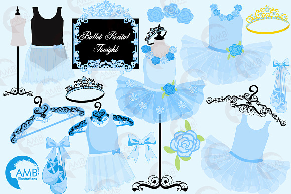 Ballerina tutus in blue AMB-1319 in Illustrations - product preview 1