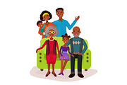 Relatives and happy family on sofa symbol