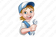 Mechanic Plumber Woman Cartoon Character