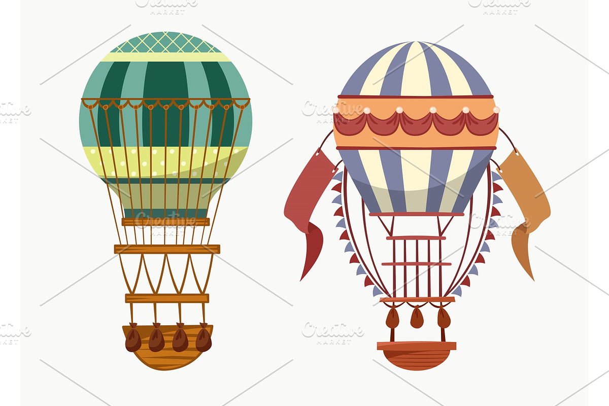 Air balloon with hot air for traveling transport in Illustrations - product preview 8