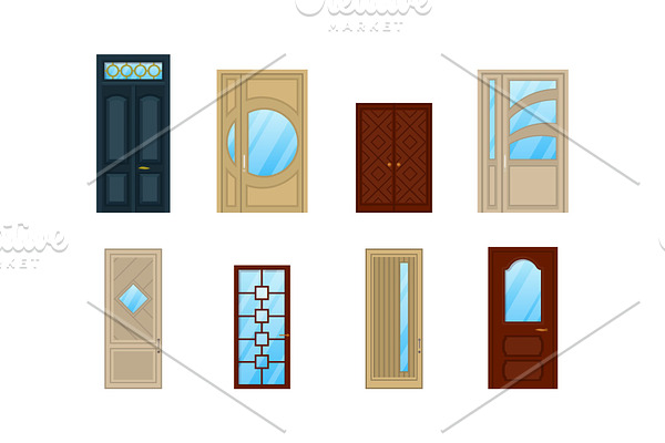 Set of doors with glass or windows design