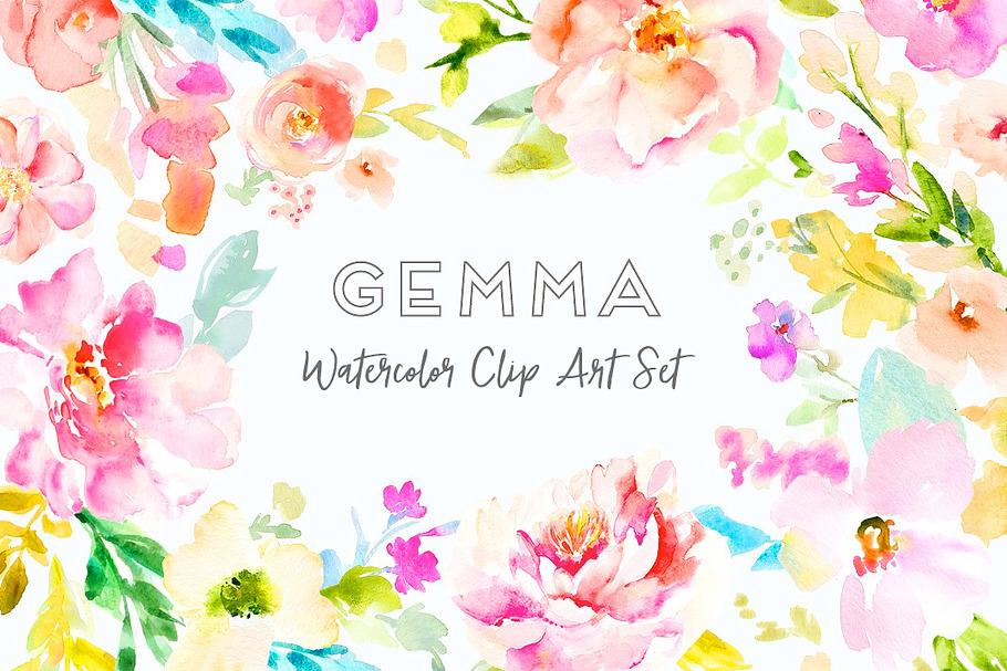Gemma Watercolor Clip Art Set in Illustrations - product preview 8