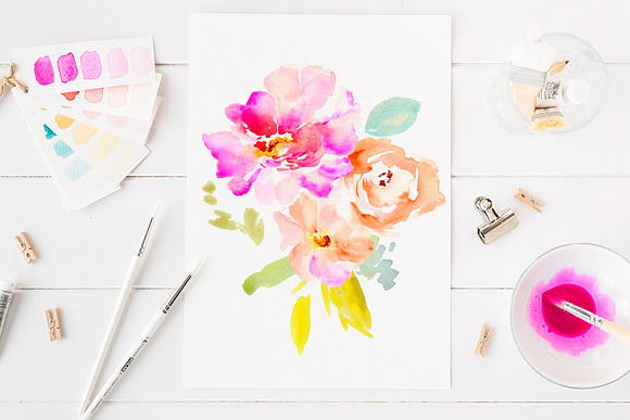 Gemma Watercolor Clip Art Set in Illustrations - product preview 5