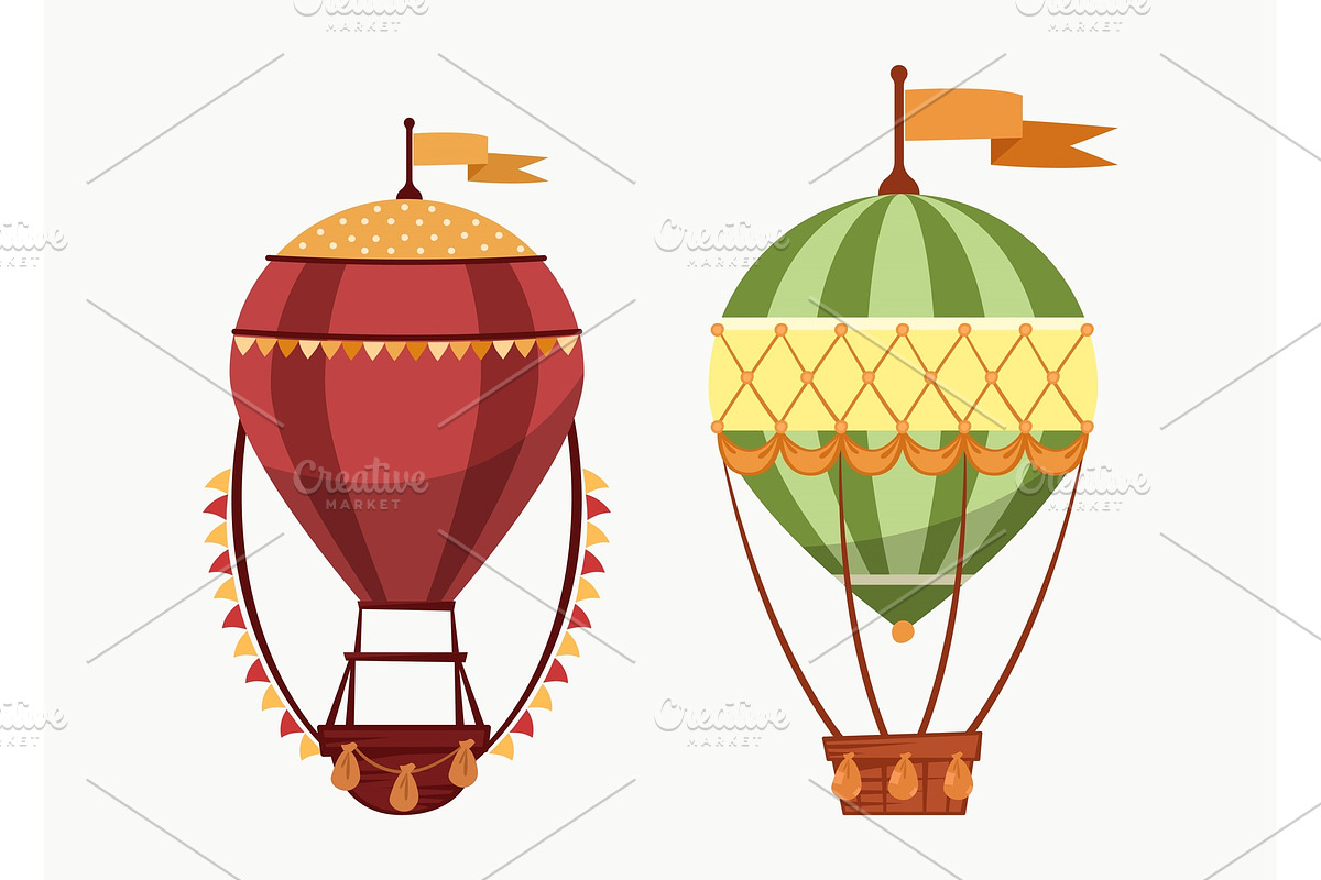 Hot air floating balloons icons isolated in Illustrations - product preview 8