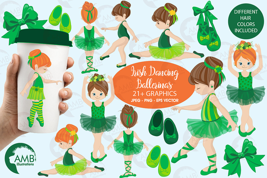 Irish Dancers, ballerinas AMB-1588 in Illustrations - product preview 8