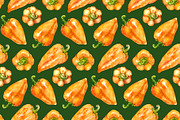 Watercolor sweet bell pepper pattern