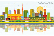 Auckland Skyline with Color Building