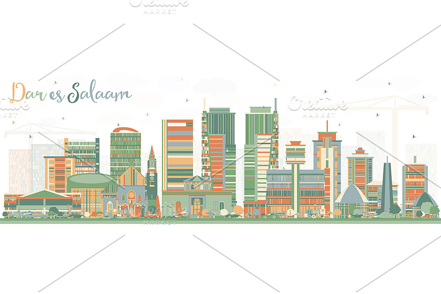 Dar Es Salaam Tanzania Skyline in Illustrations - product preview 8