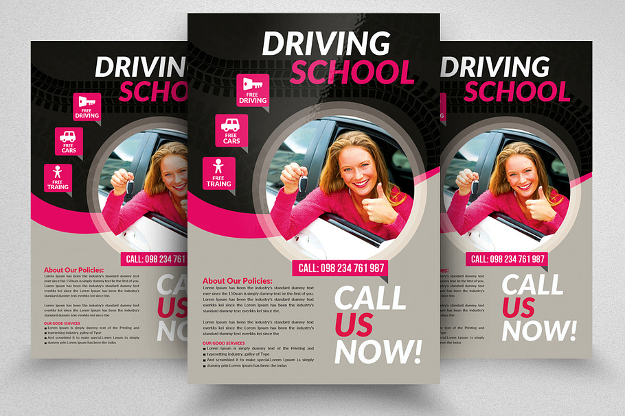 Driving School Psd Flyer Templates