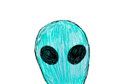 Illustration of hand drawn alien