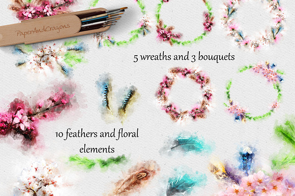 Boho-Chic Sakura Watercolor Set in Illustrations - product preview 2