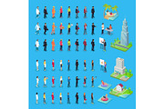 People of Various Professions and Buildings Set