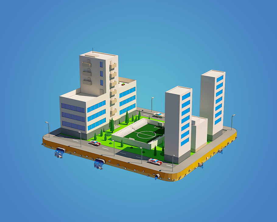 Low Poly City Block in Architecture - product preview 2