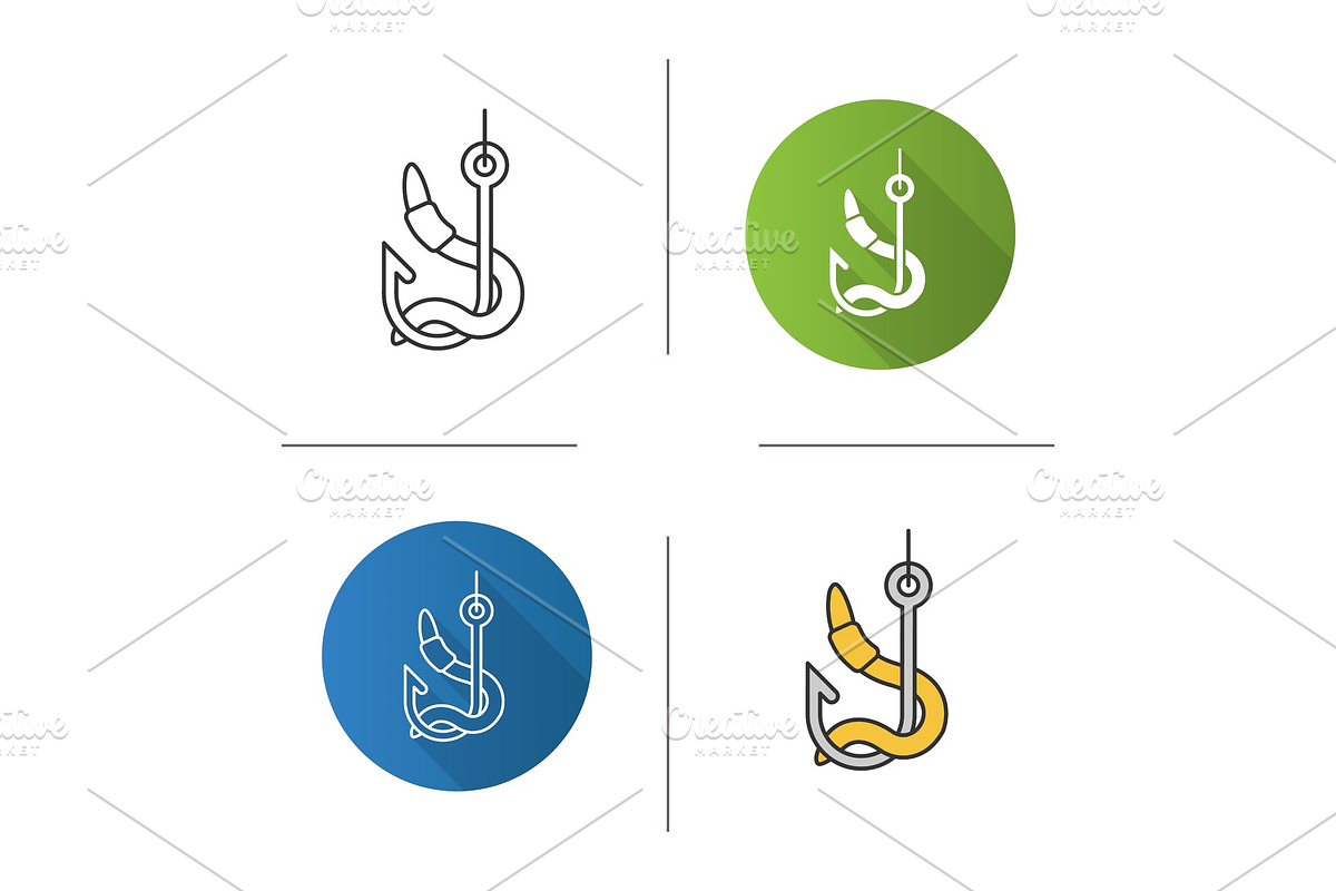 Worm on hook icon in Graphics - product preview 8