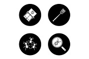 Pest control glyph icons set