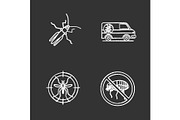Pest control chalk icons set
