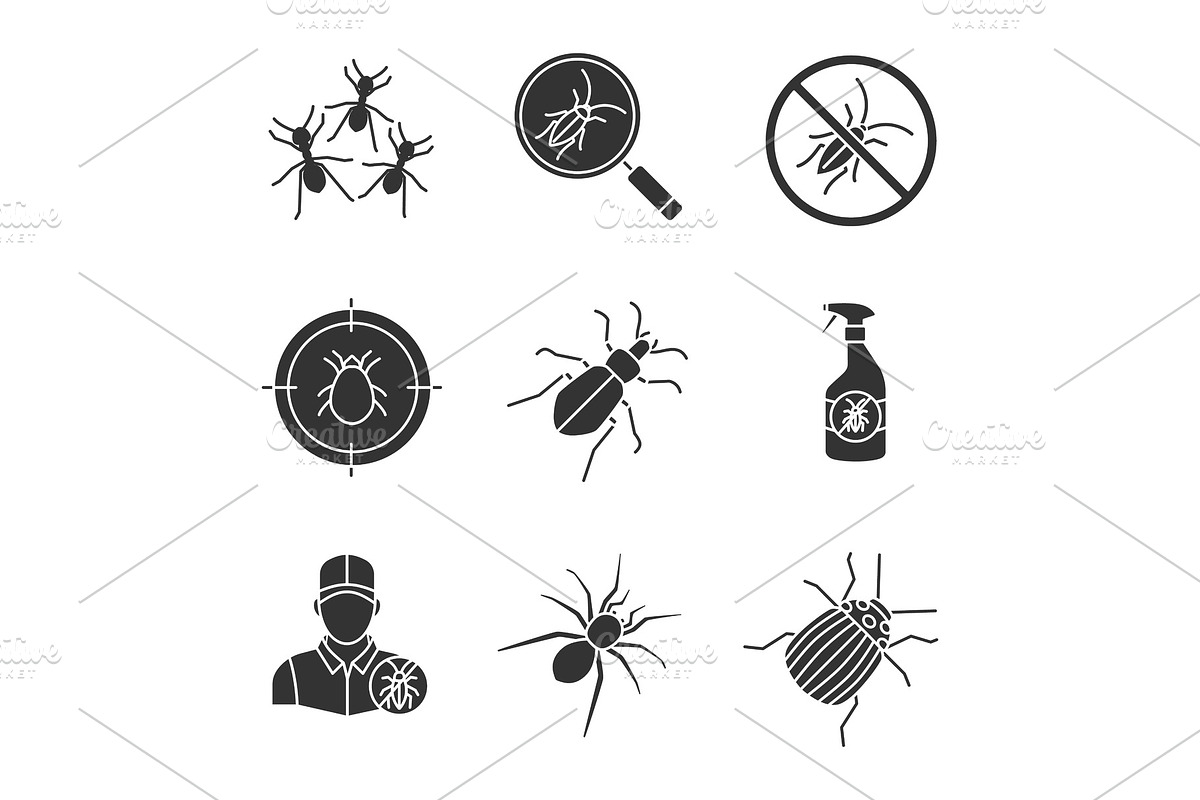 Pest control glyph icons set in Graphics - product preview 8