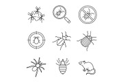 Pest control linear icons set