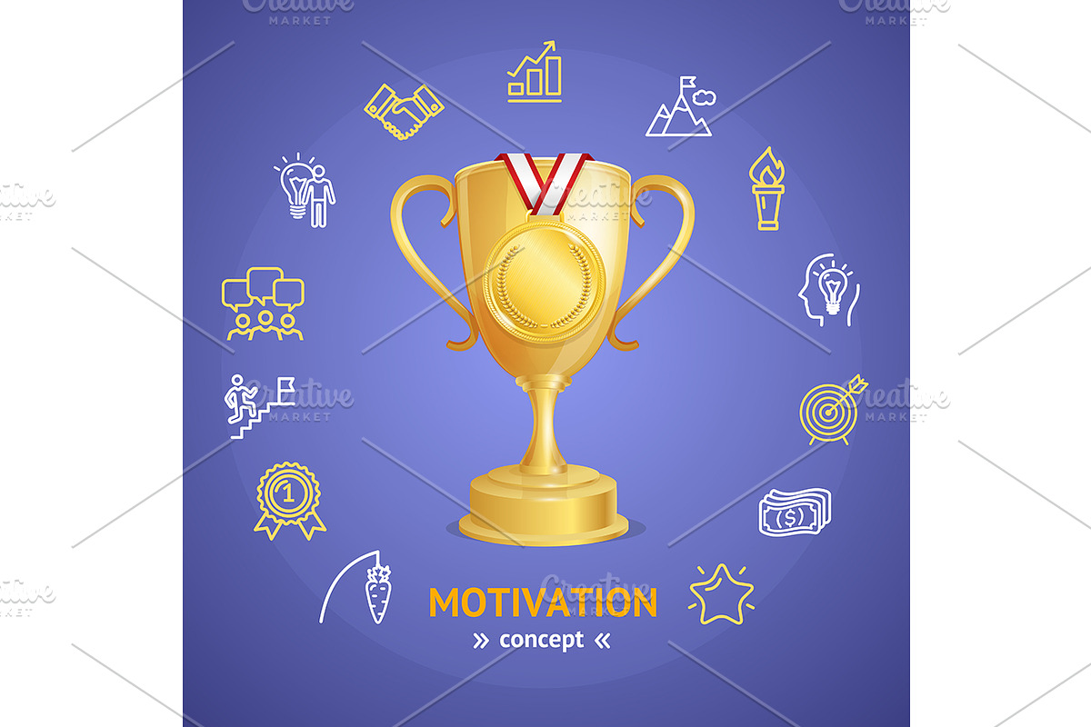 Motivation Concept with Golden Cup in Illustrations - product preview 8
