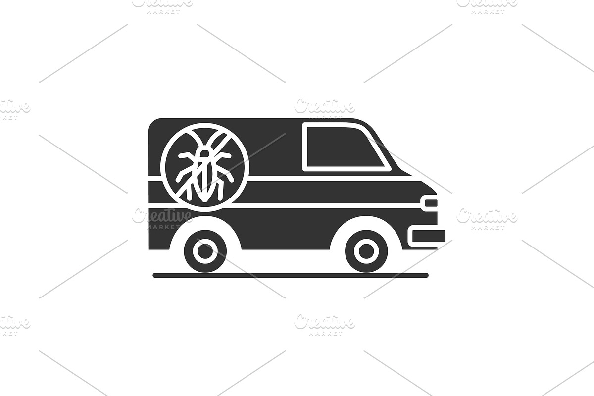 Exterminator mini bus car glyph icon in Graphics - product preview 8