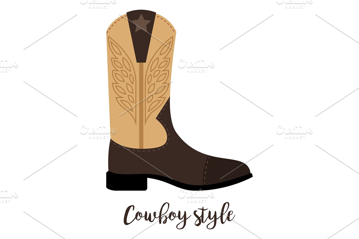 Shoes with text cowboy style in Illustrations - product preview 8