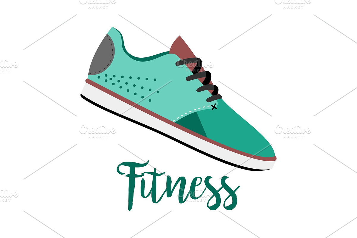 Blue shoes with text fitness in Illustrations - product preview 8